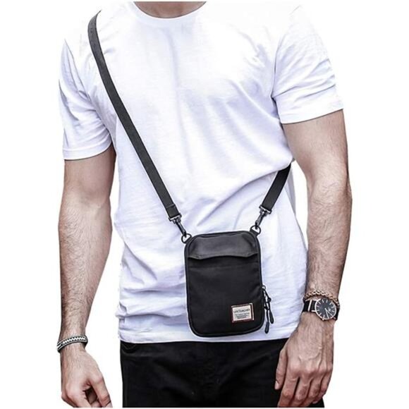 Small Crossbody Bag for Men, Mini Messenger Bag Shoulder Bag for Phone Passport - Picture 7 of 7